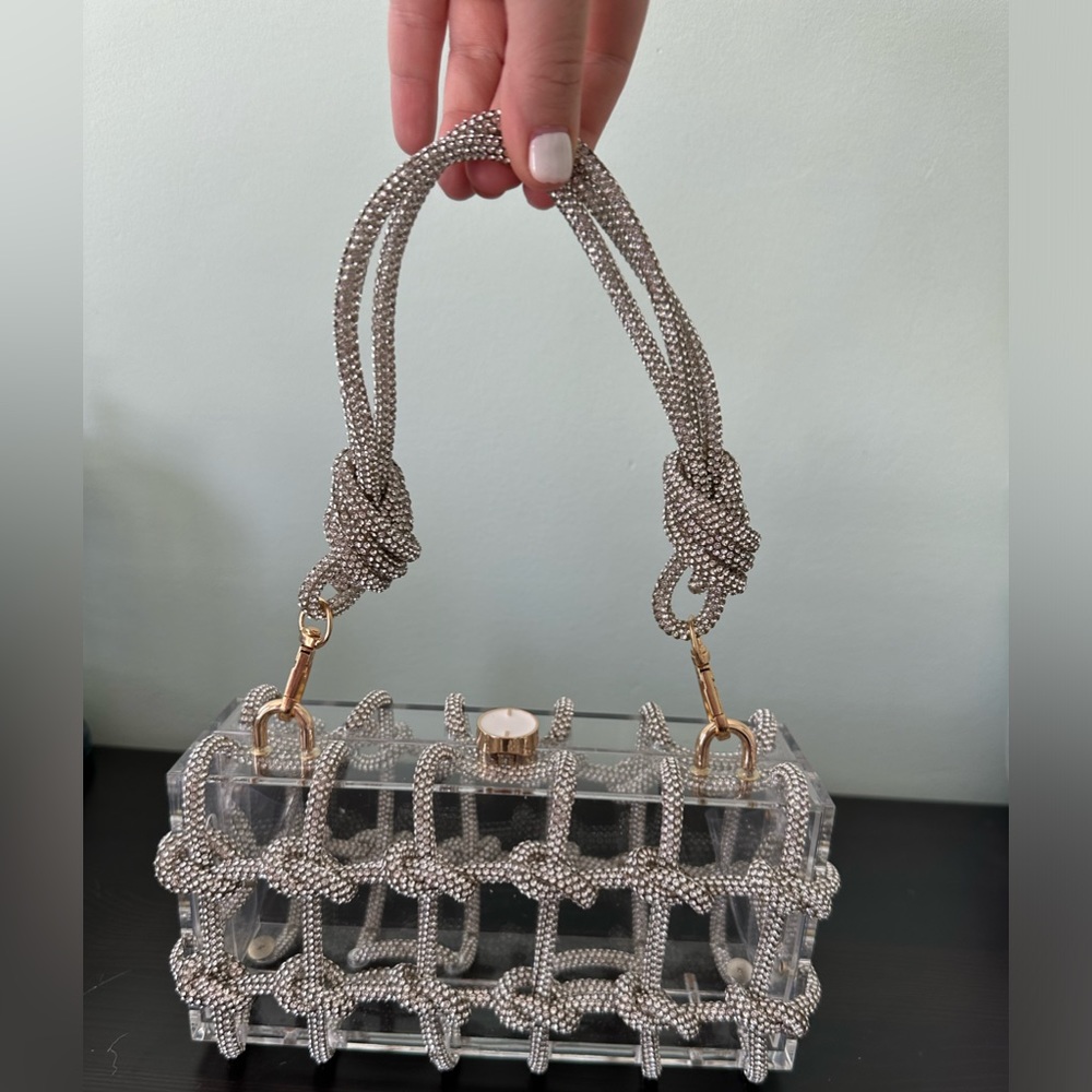 Transparent Rhinestone bag clutch - Picture 2 of 8